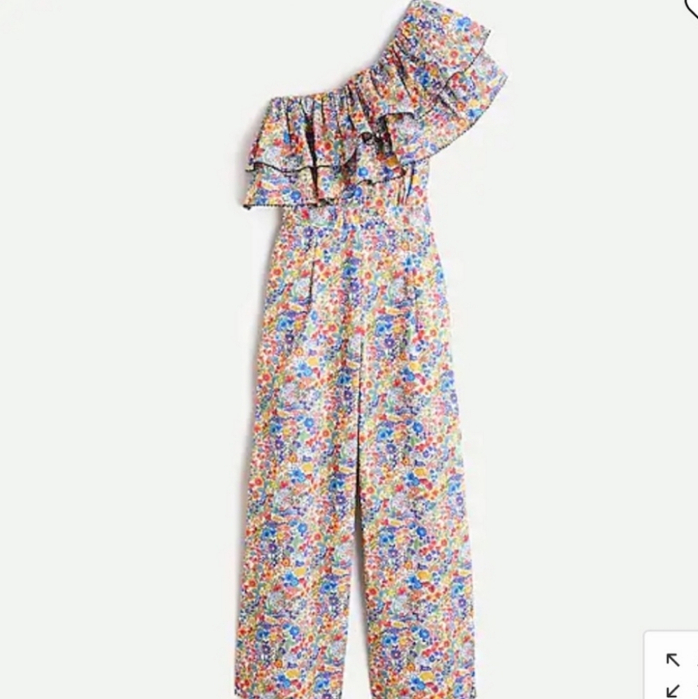 J. Crew Liberty of London jumpsuit off shoulder floral